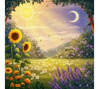 Umfarvt 5D Sunlit Grasslands Diamond Painting Kits for Adults Kids,DIY Square Full Drill diamond art painting kits,Canvas Embroidery Diamond Art Craft for Home Wall Decor 40x40cm