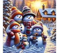 Umfarvt 5D Sunset Snowman Diamond Painting Kits for Adults Kids,DIY Round Full Drill diamond art painting kits,Canvas Embroidery Diamond Art Craft for Home Wall Decor 100x100cm