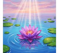 Umfarvt 5D Sunshine Lotus Diamond Painting Kits for Adults Kids,DIY Round Full Drill diamond art painting kits,Canvas Embroidery Diamond Art Craft for Home Wall Decor 50x50cm