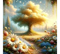 Umfarvt 5D Sunshine Tree Diamond Painting Kits for Adults Kids,DIY Round Full Drill diamond art painting kits,Canvas Embroidery Diamond Art Craft for Home Wall Decor 50x50cm