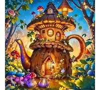 Umfarvt 5D Teapot House Diamond Painting Kits for Adults Kids,DIY Square Full Drill diamond art painting kits,Canvas Embroidery Diamond Art Craft for Home Wall Decor 70x70cm