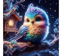 Umfarvt 5D Tree Fluffy Birds Diamond Painting Kits for Adults Kids,DIY Square Full Drill diamond art painting kits,Canvas Embroidery Diamond Art Craft for Home Wall Decor 60x60cm