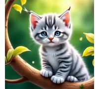 Umfarvt 5D Tree Leaf Cat Diamond Painting Kits for Adults Kids,DIY Square Full Drill diamond art painting kits,Canvas Embroidery Diamond Art Craft for Home Wall Decor 80x80cm