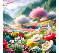Umfarvt 5D Tree Wildflowers Diamond Painting Kits for Adults Kids,DIY Round Full Drill diamond art painting kits,Canvas Embroidery Diamond Art Craft for Home Wall Decor 40x40cm