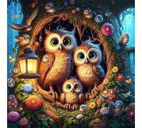 Umfarvt 5D Treehole Owl Diamond Painting Kits for Adults Kids,DIY Round Full Drill diamond art painting kits,Canvas Embroidery Diamond Art Craft for Home Wall Decor 100x100cm