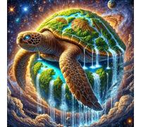 Umfarvt 5D Turtle Falls Diamond Painting Kits for Adults Kids,DIY Square Full Drill diamond art painting kits,Canvas Embroidery Diamond Art Craft for Home Wall Decor 90x90cm
