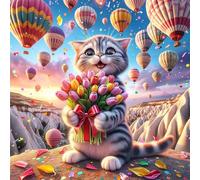 Umfarvt 5D Valley Cat Diamond Painting Kit Completo,diamond painting Art kit para Adultos,DIY Square Cristal Pintura de Diamante Bordado Punto de Cruz Manualidades Hogar para Decoración Hogar 60x60cm