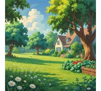 Umfarvt 5D Villa Lawn Trees Diamond Painting Kits for Adults Kids,DIY Round Full Drill diamond art painting kits,Canvas Embroidery Diamond Art Craft for Home Wall Decor 80x80cm
