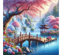 Umfarvt 5D Waterfall Scenery Diamond Painting Kits for Adults Kids,DIY Round Full Drill diamond art painting kits,Canvas Embroidery Diamond Art Craft for Home Wall Decor 60x60cm