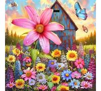 Umfarvt 5D Wildflowers Fields Diamond Painting Kits for Adults Kids,DIY Round Full Drill diamond art painting kits,Canvas Embroidery Diamond Art Craft for Home Wall Decor 40x40cm