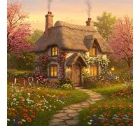 Umfarvt 5D Wildflowers House Diamond Painting Kits for Adults Kids,DIY Round Full Drill diamond art painting kits,Canvas Embroidery Diamond Art Craft for Home Wall Decor 80x80cm