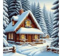 Umfarvt 5D Winter Cottage Diamond Painting Kits for Adults Kids,DIY Square Full Drill diamond art painting kits,Canvas Embroidery Diamond Art Craft for Home Wall Decor 70x70cm