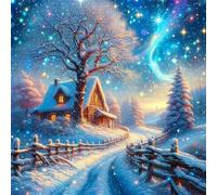 Umfarvt 5D Winter House Diamond Painting Kits for Adults Kids,DIY Square Full Drill diamond art painting kits,Canvas Embroidery Diamond Art Craft for Home Wall Decor 90x90cm