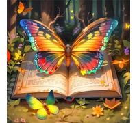 Umfarvt 5D Woodland Butterflies Diamond Painting Kits for Adults Kids,DIY Square Full Drill diamond art painting kits,Canvas Embroidery Diamond Art Craft for Home Wall Decor 20x20cm