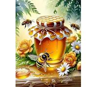 Umfarvt Bees Honey Diamond Painting Kits for Adults Beginners 30x40cm 5D Round Gem Crafts,diamond art painting Kit DIY Crystal Cross Stitch Gifts Home Wall Decoration