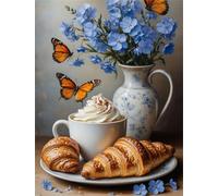 Umfarvt Bread Butterfly Flower Diamond Painting Kits for Adults Beginners 40x50cm 5D Round Gem Crafts,diamond art painting Kit DIY Crystal Cross Stitch Gifts Home Wall Decoration
