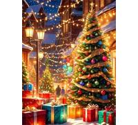 Umfarvt Christmas Street Scene Diamond Painting Kits for Adults Beginners 60x80cm 5D Round Gem Crafts,diamond art painting Kit DIY Crystal Cross Stitch Gifts Home Wall Decoration