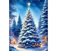 Umfarvt Christmas Tree Night Diamond Painting Kits for Adults Beginners 50x70cm 5D Square Gem Crafts,diamond art painting Kit DIY Crystal Cross Stitch Gifts Home Wall Decoration