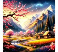 Umfarvt Diamond Painting Kits,5D Aldea Dorada diamond paintings Manualidades para Adultos,DIY Round Cristal Rhinestones Bordado Punto de Cruz Diamante Painting Kits para Decor de Pared 30x30cm
