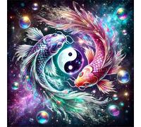 Umfarvt Diamond Painting Kits,5D Burbuja Koi diamond paintings Manualidades para Adultos,DIY Square Cristal Rhinestones Bordado Punto de Cruz Diamante painting kits para Decor de Pared 80x80cm