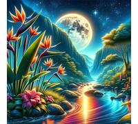 Umfarvt Diamond Painting Kits,5D Cañón Moonlight diamond paintings Manualidades para Adultos,DIY Square Cristal Rhinestones Bordado Punto de Cruz Diamante Painting Kits para Decor de Pared 70x70cm