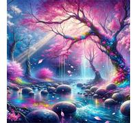 Umfarvt Diamond Painting Kits,5D Cataratas Pebble diamond paintings Manualidades para Adultos,DIY Square Cristal Rhinestones Bordado Punto de Cruz Diamante Painting Kits para Decor de Pared 50x50cm