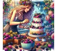 Umfarvt Diamond Painting Kits,5D Chica panadera diamond paintings Manualidades para Adultos,DIY Square Cristal Rhinestones Bordado Punto de Cruz Diamante painting kits para Decor de Pared 60x60cm