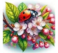 Umfarvt Diamond Painting Kits,5D Mariquita floral diamond paintings Manualidades para Adultos,DIY Round Cristal Rhinestones Bordado Punto de Cruz Diamante painting kits para Decor de Pared 50x50cm