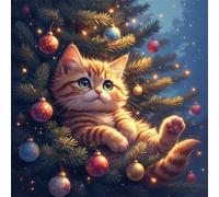Umfarvt Diamond Painting Kits,5D Pine Cat diamond paintings Manualidades para Adultos,DIY Square Cristal Rhinestones Bordado Punto de Cruz Diamante Painting Kits para Decor de Pared 70x70cm