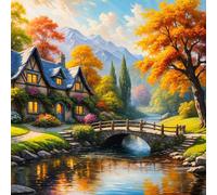Umfarvt Diamond Painting Kits,5D Río Stone Bridge diamond paintings Manualidades para Adultos,DIY Square Cristal Rhinestones Bordado Punto de Cruz Diamante Painting Kits para Decor de Pared 90x90cm