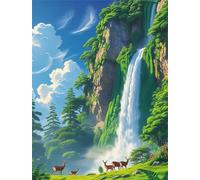 Umfarvt Green Natural Waterfall Diamond Painting Kits for Adults Beginners 20x30cm 5D Square Gem Crafts,diamond art painting Kit DIY Crystal Cross Stitch Gifts Home Wall Decoration