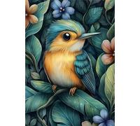 Umfarvt Green Sparrow Leaves Diamond Painting Kits for Adults Beginners 80x100cm 5D Square Gem Crafts,diamond art painting Kit DIY Crystal Cross Stitch Gifts Home Wall Decoration