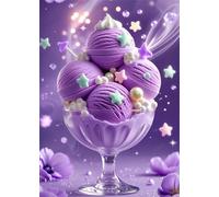 Umfarvt Purple Ice Cream Diamond Painting Kits for Adults Beginners 70x90cm 5D Round Gem Crafts,diamond art painting Kit DIY Crystal Cross Stitch Gifts Home Wall Decoration