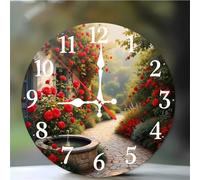 Umfarvt Reloj de Pared Jardín de Primavera, 25cm Reloj de Pared Silencioso con Movimiento de Cuarzo, Números Arábigos, Fácil de Leer, Relojes Decorativo Redonda para Cocina Dormitorio Sala de Estar