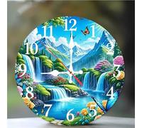 Umfarvt Reloj de Pared Manantial Naturaleza, 30cm Reloj de Pared Silencioso con Movimiento de Cuarzo, Números Arábigos, Fácil de Leer, Relojes Decorativo Redonda para Cocina Dormitorio Sala de Estar