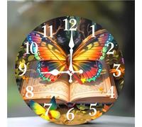 Umfarvt Reloj de Pared Mariposas del Bosque, 40cm Reloj de Pared Silencioso con Movimiento de Cuarzo, Números Arábigos, Fácil de Leer, Relojes Decorativo Redonda para Cocina Dormitorio Sala de Estar