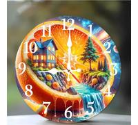 Umfarvt Reloj de Pared Paisajes frutales, 30cm Reloj de Pared Silencioso con Movimiento de Cuarzo, Números Arábigos, Fácil de Leer, Relojes Decorativo Redonda para Cocina Dormitorio Sala de Estar