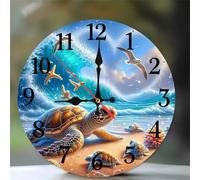 Umfarvt Reloj de Pared Tortuga Gaviota, 15cm Reloj de Pared Silencioso con Movimiento de Cuarzo, Números Arábigos, Fácil de Leer, Relojes Decorativo Redonda para Cocina Dormitorio Sala de Estar