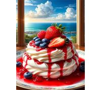 Umfarvt Strawberry Dessert Sea Diamond Painting Kits for Adults Beginners 80x100cm 5D Round Gem Crafts,diamond art painting Kit DIY Crystal Cross Stitch Gifts Home Wall Decoration