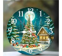 Umfarvt Wall Clock 12Inch, Arabic Numeral Round Wall Hanging Clock with Ultra-Quiet Movement Quartz, Battery Operated Silent Wall Clocks for Bedroom Office Living Room Classroom(Winter Night)