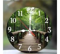 Umfarvt Wall Clock 12Inch, Arabic Numeral Round Wall Hanging Clock with Ultra-Quiet Movement Quartz, Battery Operated Silent Wall Clocks for Bedroom Office Living Room Classroom(Woods Bridge)