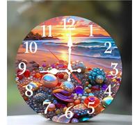 Umfarvt Wall Clock 14Inch, Arabic Numeral Round Wall Hanging Clock with Ultra-Quiet Movement Quartz, Battery Operated Silent Wall Clocks for Bedroom Office Living Room Classroom(Sunset Pearl)