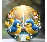 Umfarvt Wall Clock 16Inch, Arabic Numeral Round Wall Hanging Clock with Ultra-Quiet Movement Quartz, Battery Operated Silent Wall Clocks for Bedroom Office Living Room Classroom(Birds Garden)