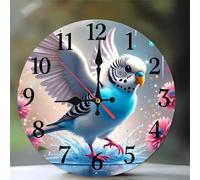 Umfarvt Wall Clock 6Inch, Arabic Numeral Round Wall Hanging Clock with Ultra-Quiet Movement Quartz, Battery Operated Silent Wall Clocks for Bedroom Office Living Room Classroom(Blue Birds)