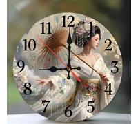 Umfarvt Wall Clock 8Inch, Arabic Numeral Round Wall Hanging Clock with Ultra-Quiet Movement Quartz, Battery Operated Silent Wall Clocks for Bedroom Office Living Room Classroom(Classic Girl)