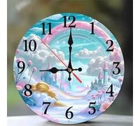 Umfarvt Wall Clock 8Inch, Arabic Numeral Round Wall Hanging Clock with Ultra-Quiet Movement Quartz, Battery Operated Silent Wall Clocks for Bedroom Office Living Room Classroom(Cloud Paradise)