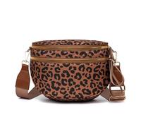 Umhängetasche Damen Bauchtasche Damen Crossbody Bag Klein Handtasche Gürteltasche Brusttasche Hüfttasche mit Verstellbar Abnehmbar Breite Gurt, Leo Brown, Como se muestra, Retro