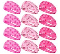 Umibow 12 diademas de concienciación sobre el cáncer de mama para mujer, cinta rosa, bandas elásticas anchas para el cabello, elásticas, antideslizantes, diademas trenzadas para entrenamiento (estilo
