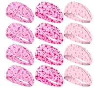 Umibow 12 diademas de concienciación sobre el cáncer de mama para mujer, cinta rosa, bandas elásticas anchas para el cabello, elásticas, antideslizantes, diademas trenzadas para entrenamiento (estilo