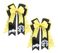 Umibow 2 moños ecuestres a cuadros para el pelo con moño para espectáculo de caballo, pasadores para el pelo hechos a mano, pinzas para el pelo para competiciones de equitación (amarillo, negro)